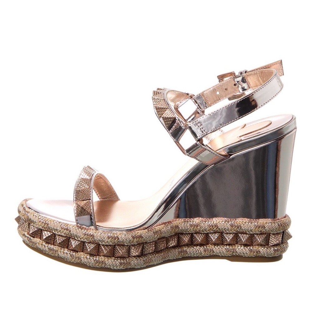 Christian Louboutin Pyraclou 110 Metallic Rose Gold Wedges